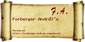 Forberger András névjegykártya